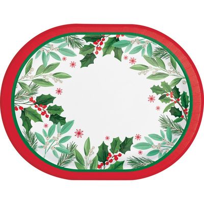 Holly Jolly Christmas - 12&quot; x 9&quot; Oval Platter 8 Ct