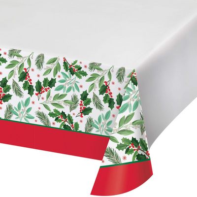 Holly Jolly Christmas - Paper Tablecover 54&quot; X 96&quot;