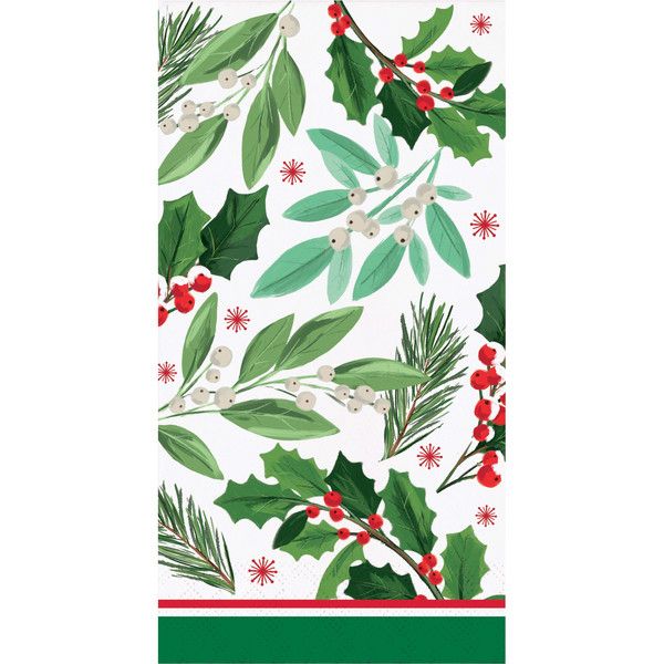 Holly Jolly Christmas - 3 Ply Guest Towel 16 Ct