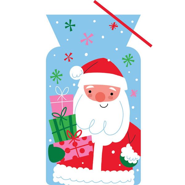 Cello Bags w/Tie - Santa 20ct
