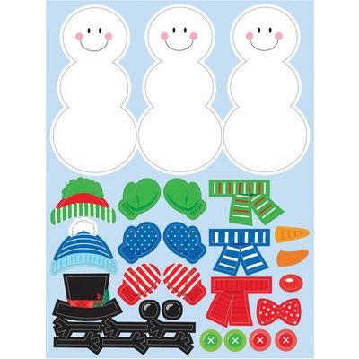 Build a Snowman - Stickers 4.5&quot; x 6&quot; 4 Ct