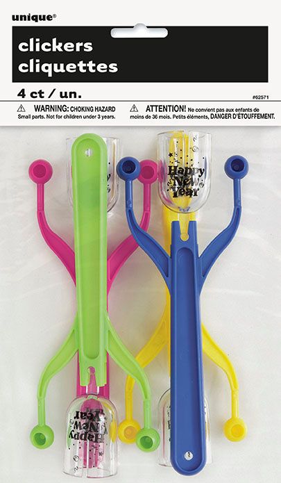 New Years Clickers - Assorted Colors 4 Ct