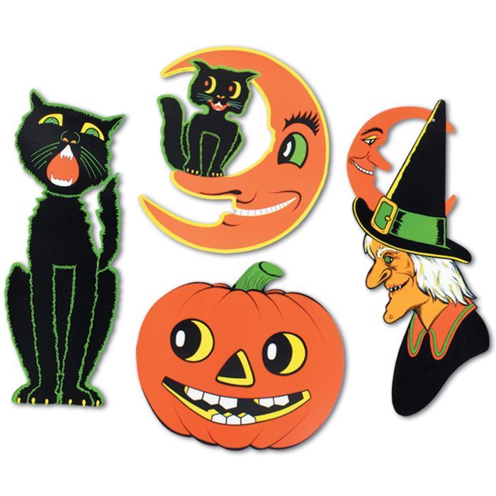 Halloween Cutouts 14&quot;-23&quot; Prtd. 2 Sides 4 Ct