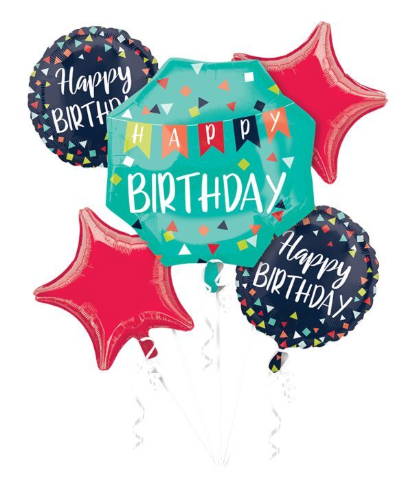 Bouquet Reason To Celebrate - Helium Filled Foil Balloon, Ribbon