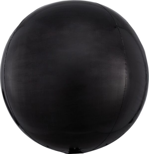 Black Orbz - 15&quot; Helium Filled Foil Balloon, Ribbon