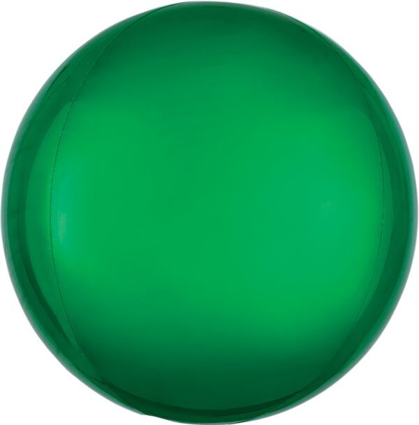 Green Orbz - 15&quot; Helium Filled Foil Balloon, Ribbon