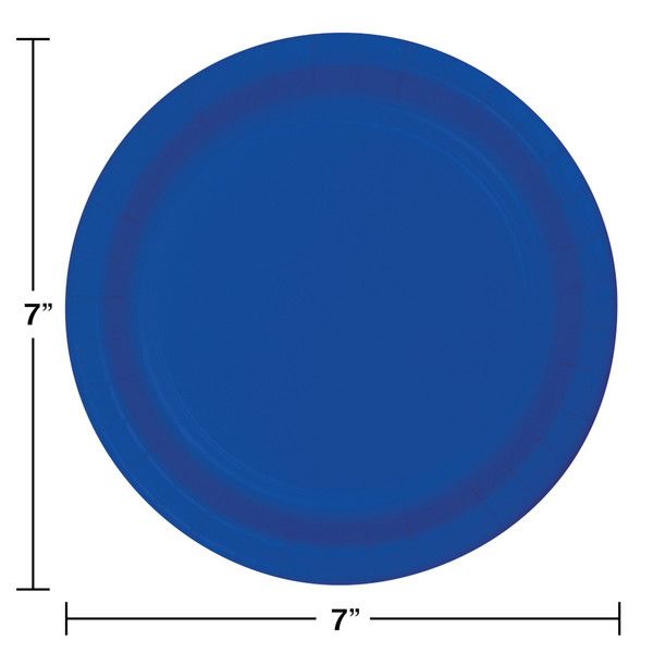 7&quot; Paper Dessert Plate Cobalt 24 Ct