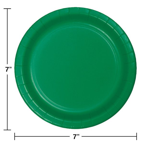 7&quot; Paper Dessert Plate Emerald Green 24 Ct
