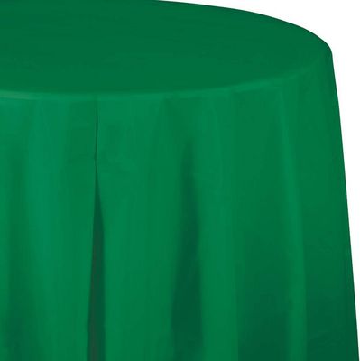 Round Plastic Tablecover Emerald Green 84&quot;