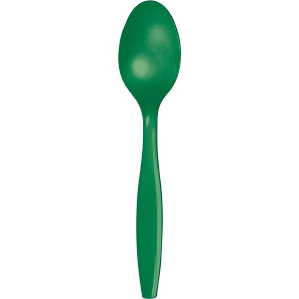 Plastic Spoons Emerald Green 24 Ct