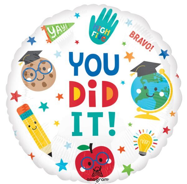 Graduation Fun You Did It - 17&quot; Helium Filled Foil Balloon, Ribbon