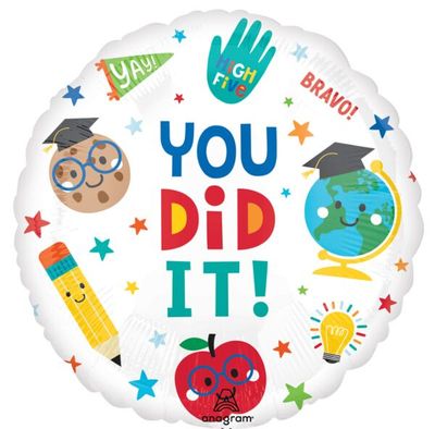 Graduation Fun You Did It - 17&quot; Helium Filled Foil Balloon, Ribbon