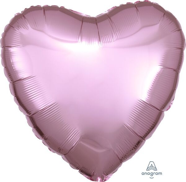 Metallic Pearl Pastel Pink Heart - 17&quot; Helium Filled Foil Balloon, Ribbon