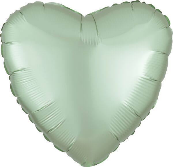 Luxe Mint Green Heart - 17&quot; Helium Filled Foil Balloon, Ribbon
