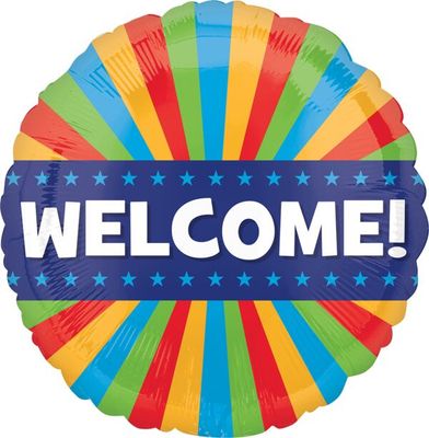 Welcome Blitz - 17&quot; Helium Filled Foil Balloon, Ribbon