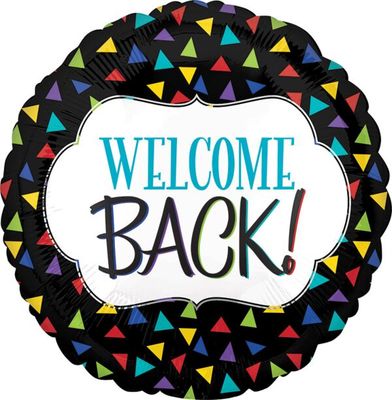 Welcome Back Triangles - 18&quot; Helium Filled Foil Balloon, Ribbon