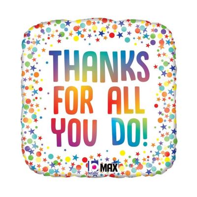 Rainbow Thanks - 17&quot; Helium Filled Foil Balloon, Ribbon