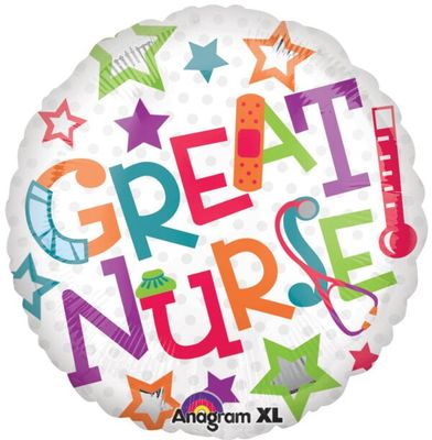 Great Nurse - 17&quot; Helium Filled Foil Balloon, Ribbon