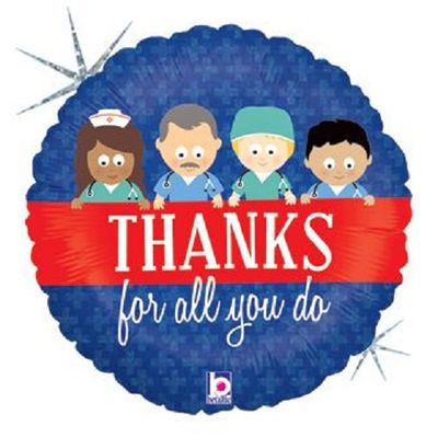 Thanks For All You Do Holographic - 18&quot; Helium Filled Foil Balloon, Ribbon