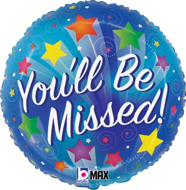 You&#39;ll be Missed Stars - 18&quot; Helium Filled Foil Balloon, Ribbon
