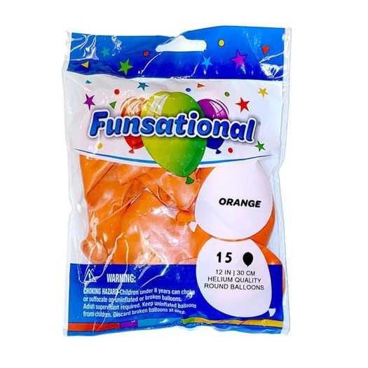 Funsational Orange 12&quot; - , Count: 15 Ct