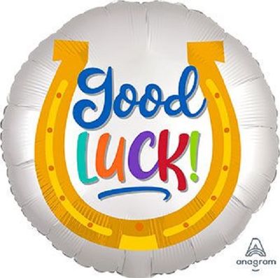 Good Luck Horseshoe Satin - 18&quot; Helium Filled Foil Balloon, Ribbon