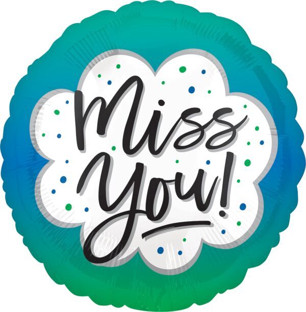 Miss You Ombre - 17&quot; Helium Filled Foil Balloon, Ribbon