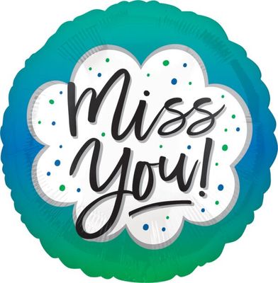 Miss You Ombre - 17&quot; Helium Filled Foil Balloon, Ribbon
