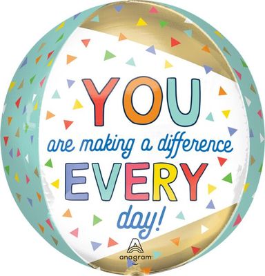 Making a Difference Orbz - 15&quot; Helium Filled Foil Balloon, Ribbon