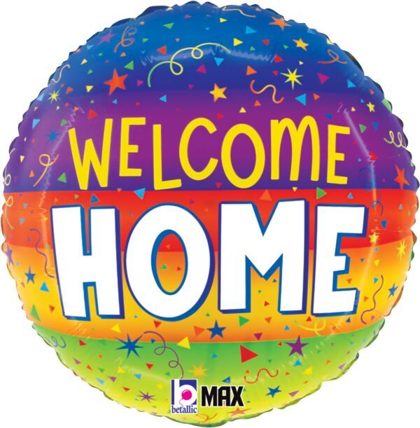 Welcome Home Streamers - 18&quot; Helium Filled Foil Balloon, Ribbon