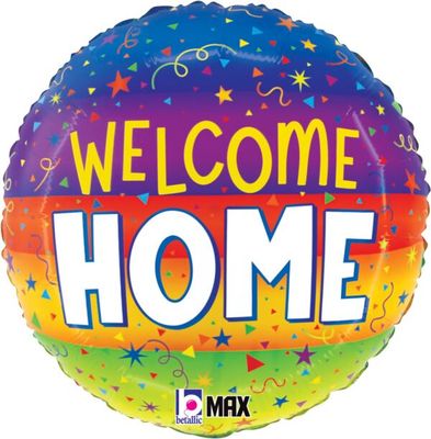 Welcome Home Streamers - 18&quot; Helium Filled Foil Balloon, Ribbon