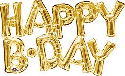 Happy Birthday Gold -30&quot; Phrase Airfill