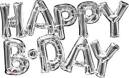 Happy Birthday Silver -30&quot; Phrase Airfill