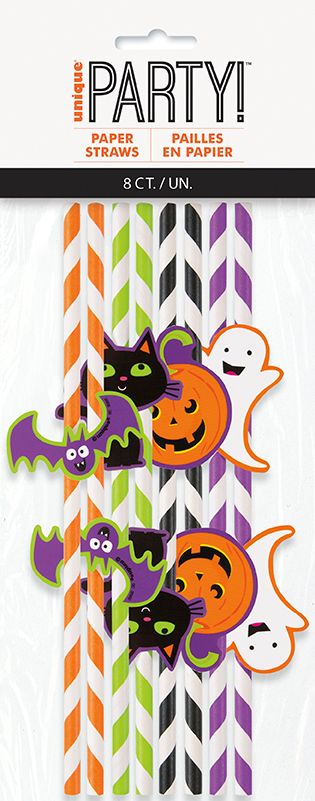 Striped Paper Straws With Halloween Die Cut