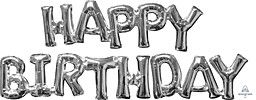 Happy Birthday Silver -48&quot; Phrase Airfill