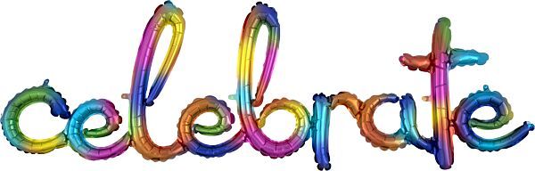 Script Celebrate Rainbow, 59&quot; L x 20&quot; H - Phrase Airfill