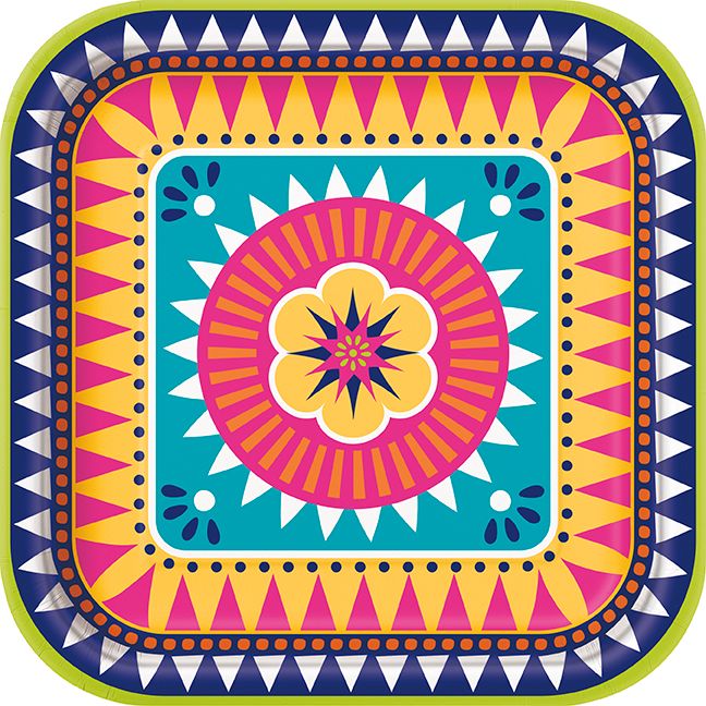 Boho Fiesta - 9&quot; Square Plates 8ct
