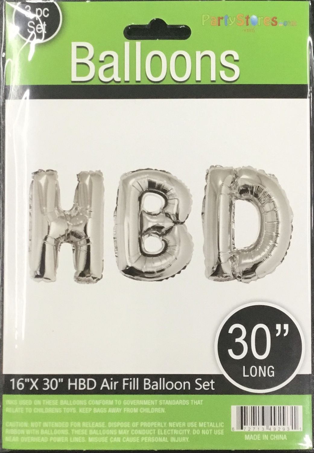 HBD Silver Set - 16&quot; Airfill Phrase
