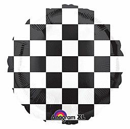 Checkerboard - 17&quot; Helium Filled Foil Balloon, Ribbon