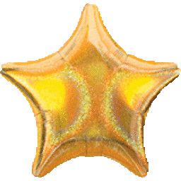 Gold Dazzler Star - 19&quot; Helium Filled Foil Balloon, Ribbon