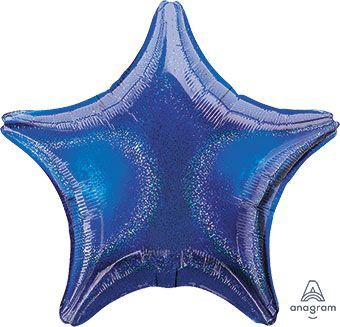 Blue Dazzler Star - 19&quot; Helium Filled Foil Balloon, Ribbon