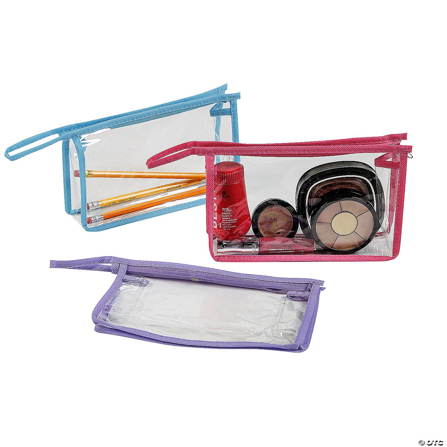 Plastic Zipper Pouches w/Color Trim -12 Ct Box