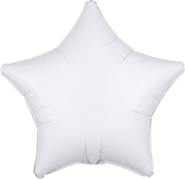 Metallic White Star - 19&quot; Helium Filled Foil Balloon, Ribbon