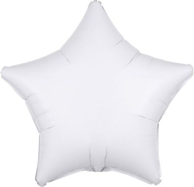 Metallic White Star - 19&quot; Helium Filled Foil Balloon, Ribbon