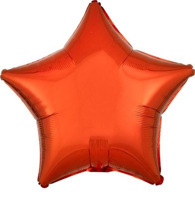 Metallic Orange Star - 19&quot; Helium Filled Foil Balloon, Ribbon