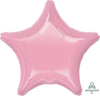 Iridescent Pearl Pink Star - 19&quot; Helium Filled Foil Balloon, Ribbon