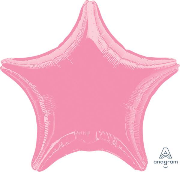 Metallic Pink Star - 19&quot; Helium Filled Foil Balloon, Ribbon