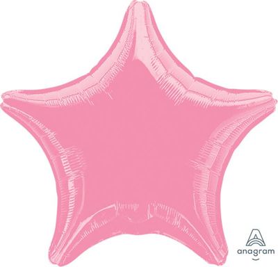 Metallic Pink Star - 19&quot; Helium Filled Foil Balloon, Ribbon