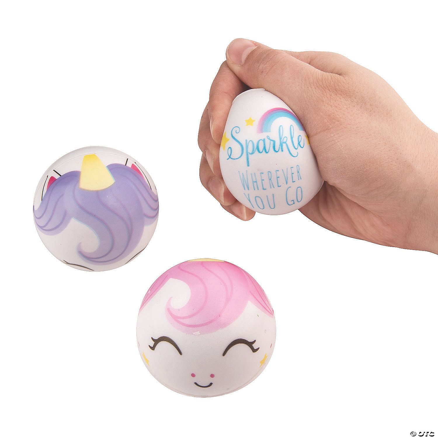Unicorn Face Stress Ball 2&quot; - 12 Ct Poly Bag