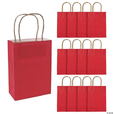 Kraft Bag Medium Red 6.5&quot; x 3.2&quot; x 9&quot; - 12 Ct Poly Bag
